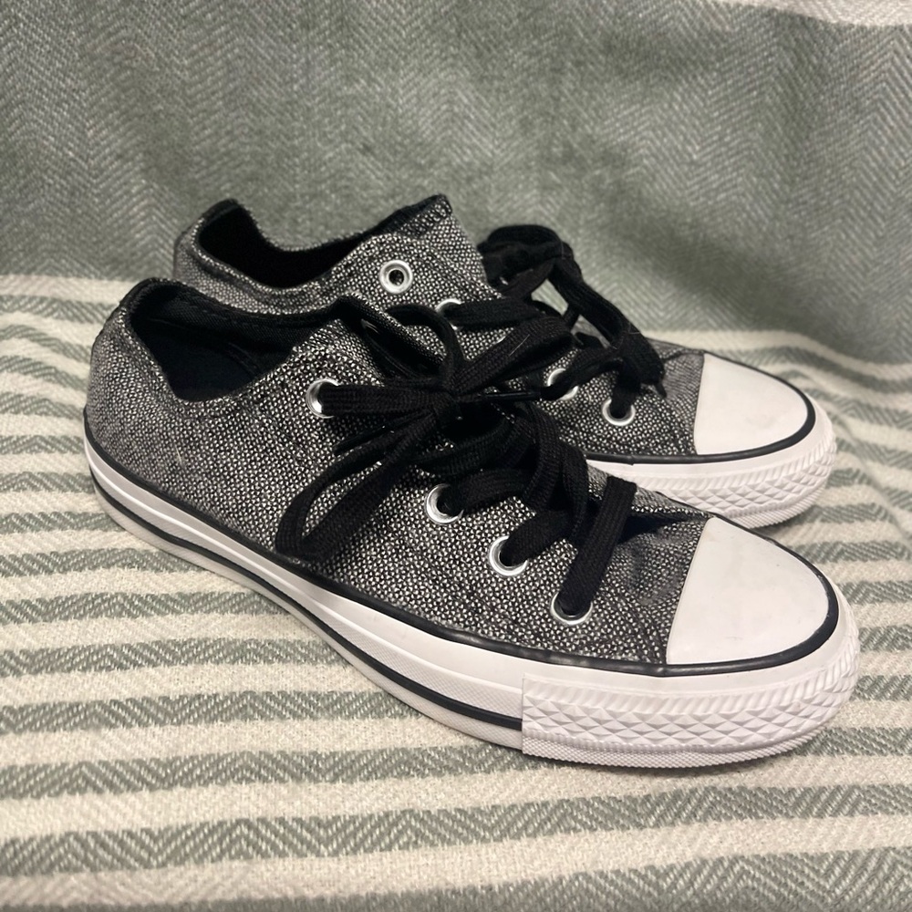 Converse Gray and Black Low Tops Size 5